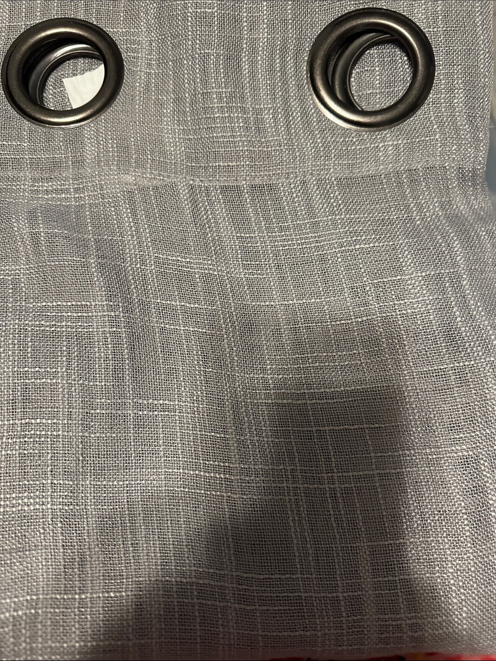 Gray Textured Grommet Curtain Panel - Pair
